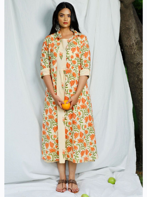 

Shuddhi Multicoloured Floral A-Line Midi Dress, Multi