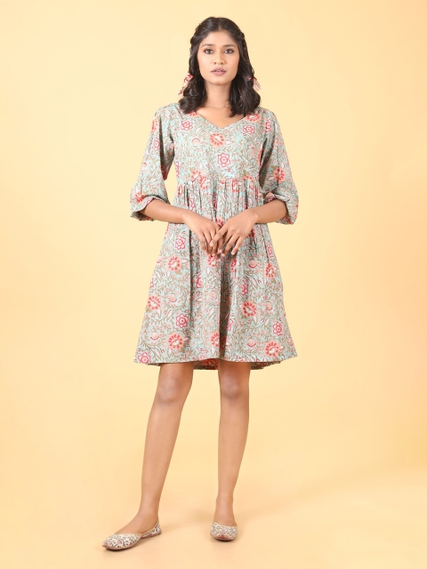 

Shuddhi Green Floral Dress