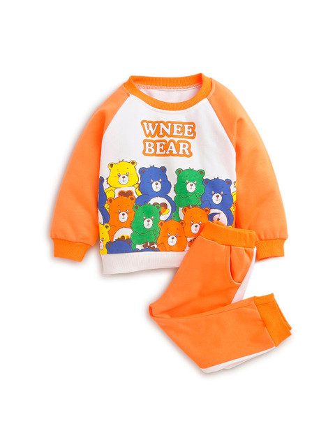 

Hopscotch Boys Orange Printed Cotton Clothing Set