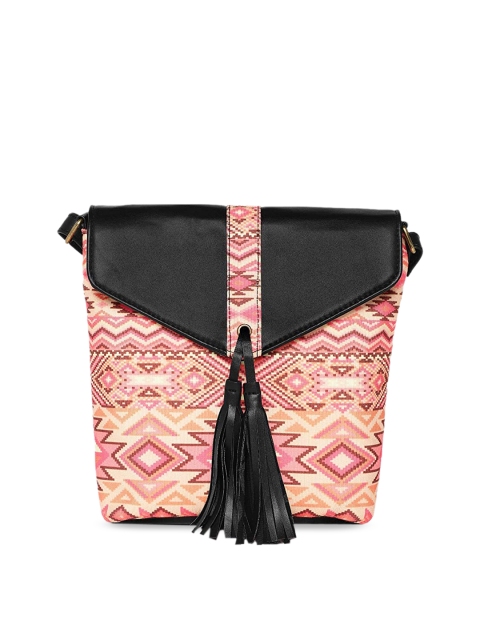 

Kanvas Katha Multicoloured Geometric Printed PU Structured Sling Bag with Tasselled, Multi