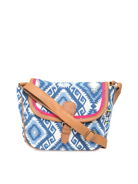 

Kanvas Katha Blue Geometric Structured Sling Bag