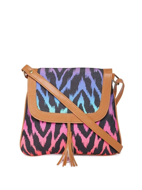 

Kanvas Katha Multicoloured Geometric PU Swagger Sling Bag with Tasselled, Multi