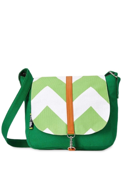 

Kanvas Katha Green Printed Structured Sling Bag