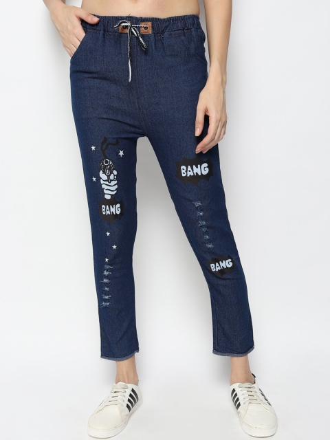 

Fleurt Women Blue Comfort Highly Distressed Printed Jeans