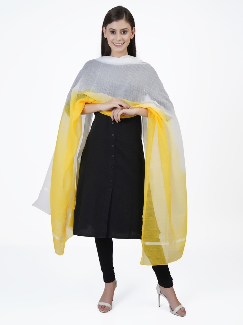

La Vastraa Yellow & White Colourblocked Pure Cotton Dupatta