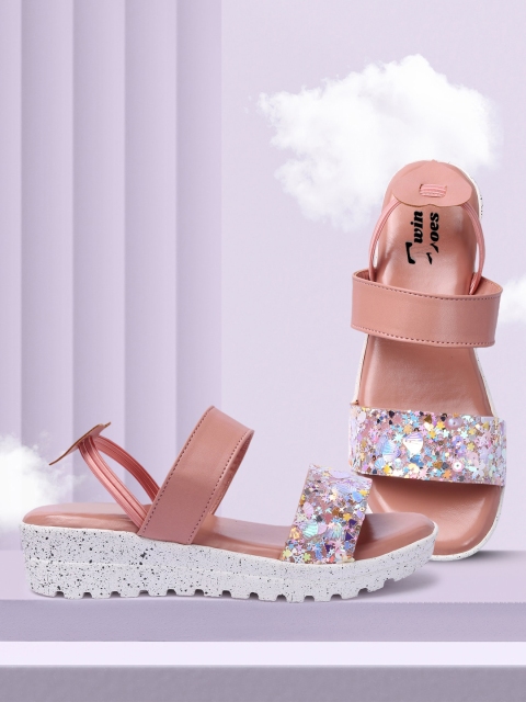 

TWIN TOES Women Pink Open Toe Flats