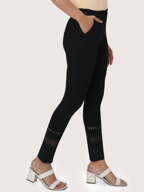 

ZRI Women Black Embroidered Smart Trousers