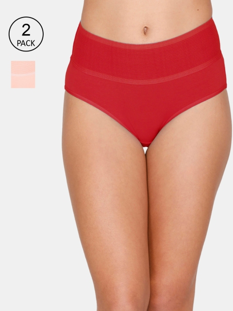 

Zivame Women Pack of 3 Red & Pink Hipster Briefs