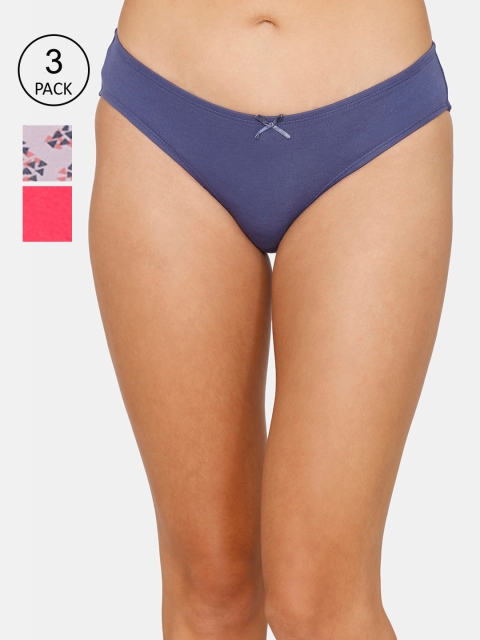 

Zivame Pack Of 3 Low Rise Full Coverage Bikini Panty, Purple