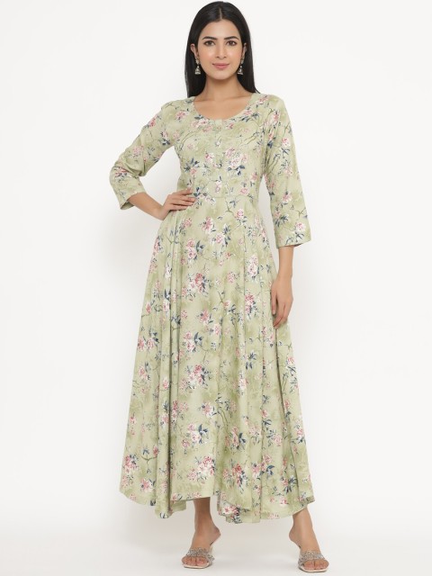 

JAVTA Women Off White Floral Printed Anarkali Kurta