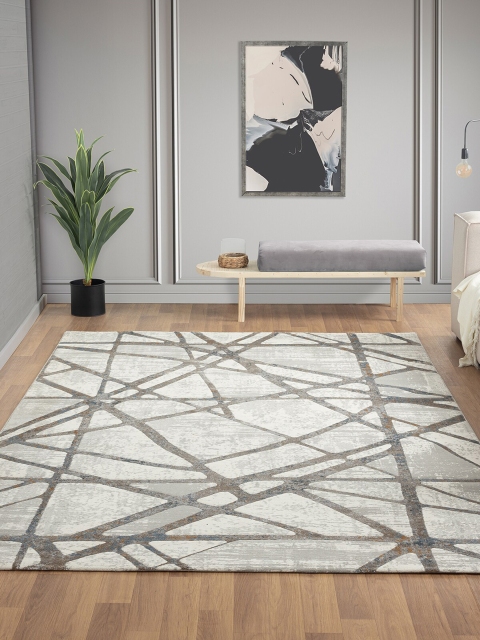 

OBSESSIONS Cream-Colored Polyester Abstract Carpet