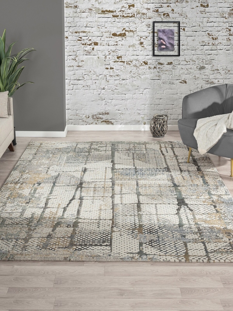 

OBSESSIONS Cream-Coloured Abstract Rectangular Anti-Static Carpet