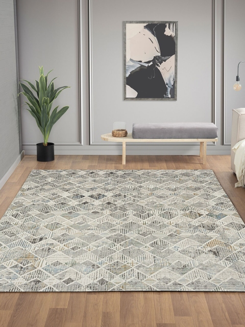 

OBSESSIONS Cream-Coloured geometric print Textured Carpet