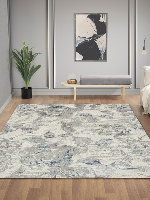 

OBSESSIONS Cream-Colored Polyester Floral Carpet