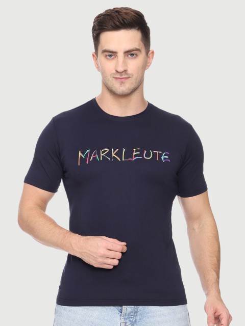

Mark Leute Men Blue Typography Printed Applique T-shirt