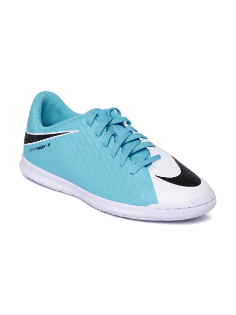 

Nike Men White & Blue HYPERVENOMX PHELON III Football Shoes