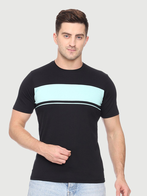 

Mark Leute Men Black Striped T-shirt