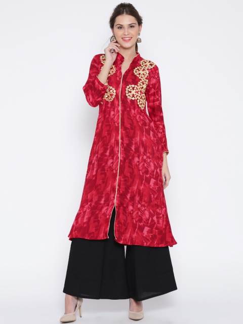 

Jashn Women Red Printed A-Line Kurta