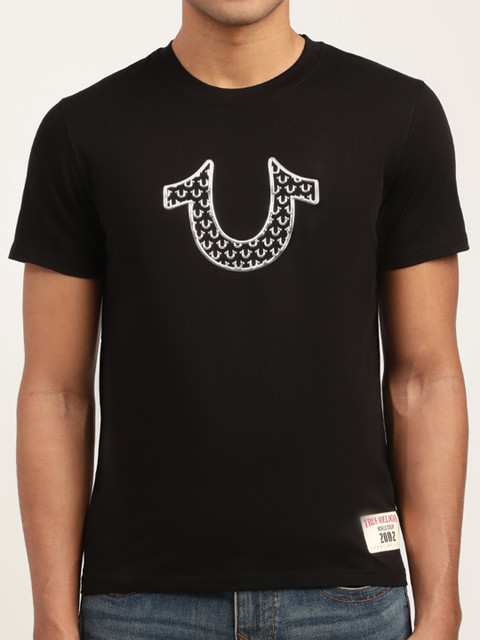 

True Religion Men Black Typography Printed T-shirt