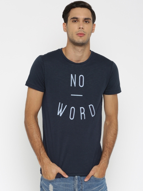 

Jack & Jones Men Navy Printed Round Neck T-Shirt, Navy blue