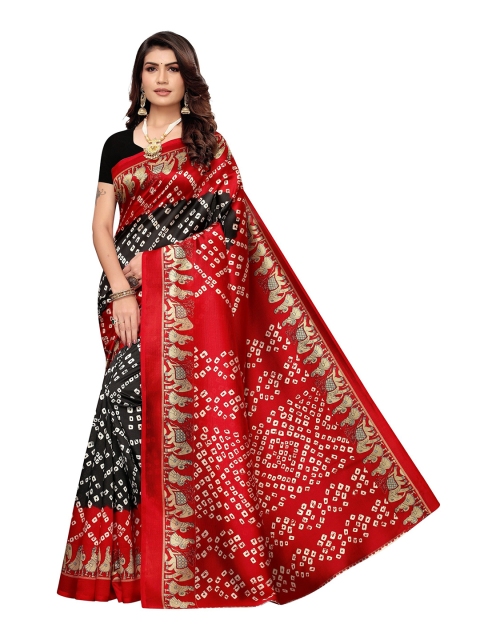 

Yashika Black & Red Ethnic Motifs Art Silk Saree