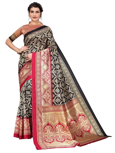 

Yashika Black & Golden Ethnic Motifs Art Silk Saree