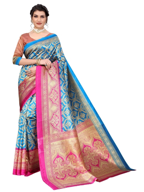 

Yashika Teal Blue & Pink Art Silk Saree