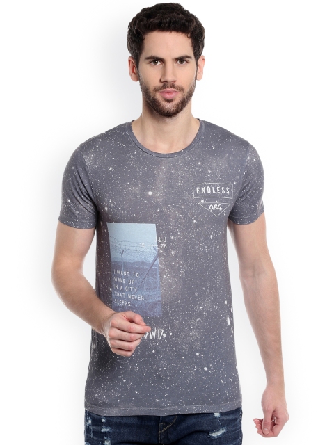 

Jack & Jones Men Grey Printed Round Neck T-shirt