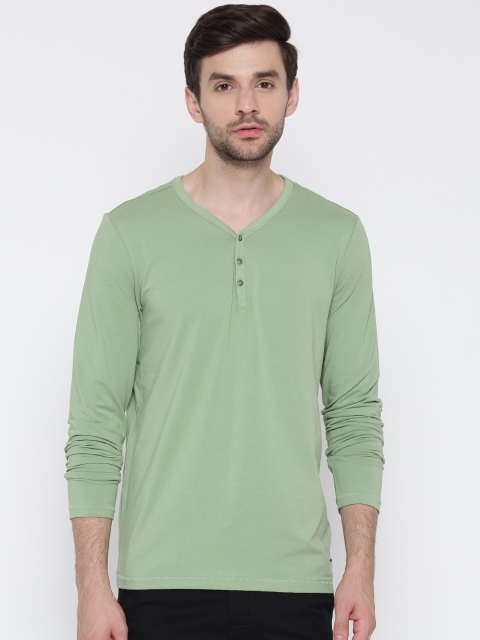 

Jack & Jones Men Green Solid V-Neck T-shirt