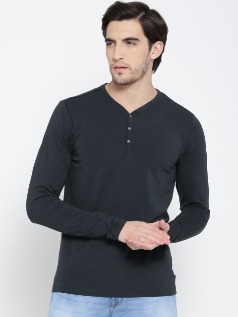

Jack & Jones Men Navy Blue Solid V-Neck T-shirt