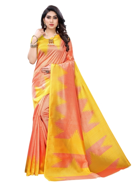 

Yashika Orange & Yellow Art Silk Saree