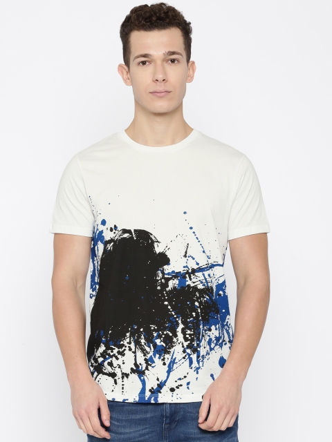 

Jack & Jones White Printed Round Neck T-shirt