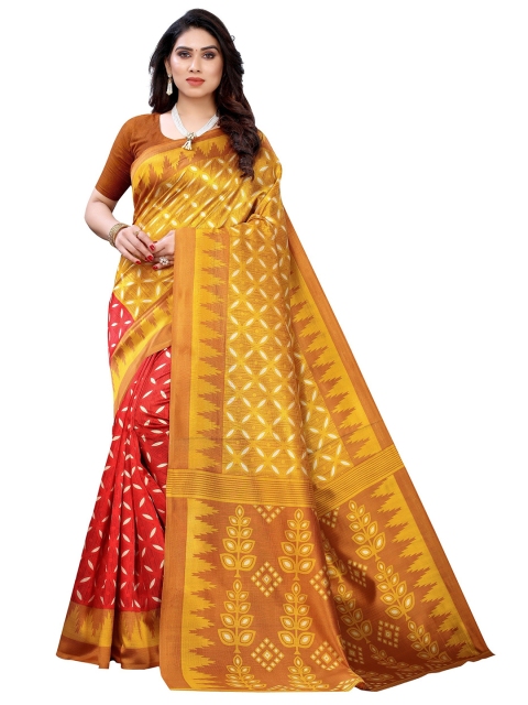 

Yashika Yellow & Red Floral Art Silk Saree