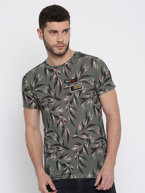 

Jack & Jones Men Grey & Black Printed T-shirt