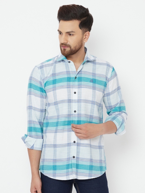 

JOLLY'S Men Off White & Blue Checked Casual Shirt