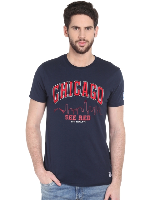 

Jack & Jones Men Navy Printed Round Neck T-shirt, Navy blue