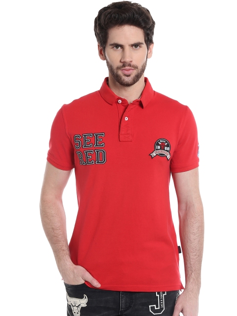 

Jack & Jones Men Red Solid Polo Collar T-shirt