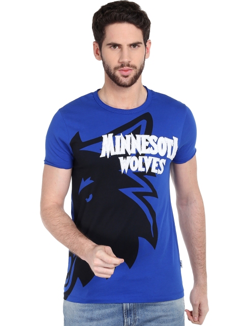 

Jack & Jones Men Blue Printed Round Neck T-shirt