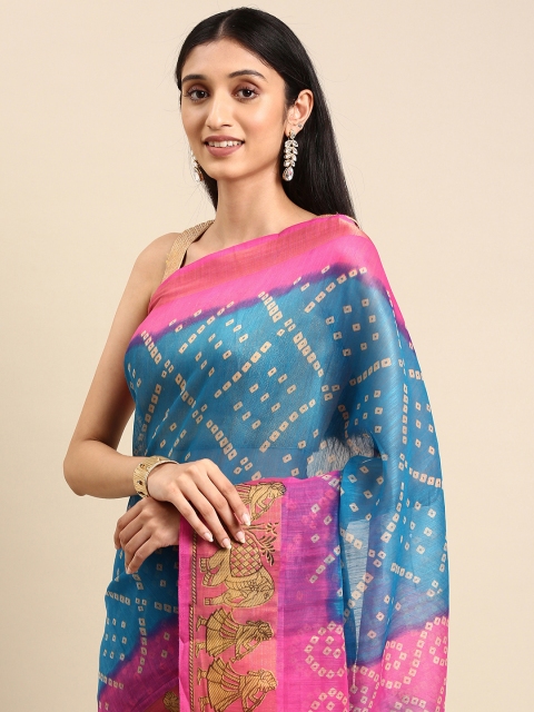 

Anouk Blue Printed Bandhani Saree