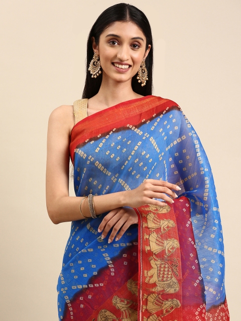 

Anouk Blue Printed Bandhani Saree