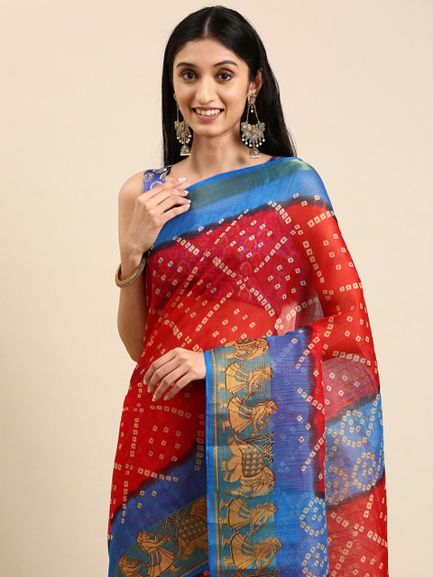 

Anouk Red Printed Bandhani Saree