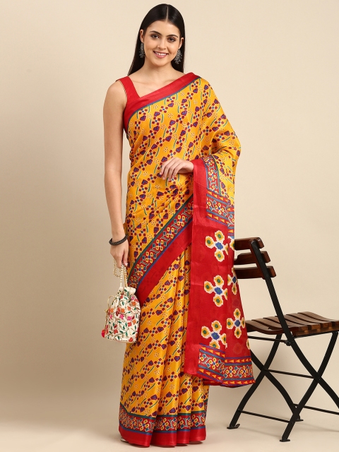 

Anouk Yellow Ethnic Motifs Jute Silk Bhagalpuri Saree