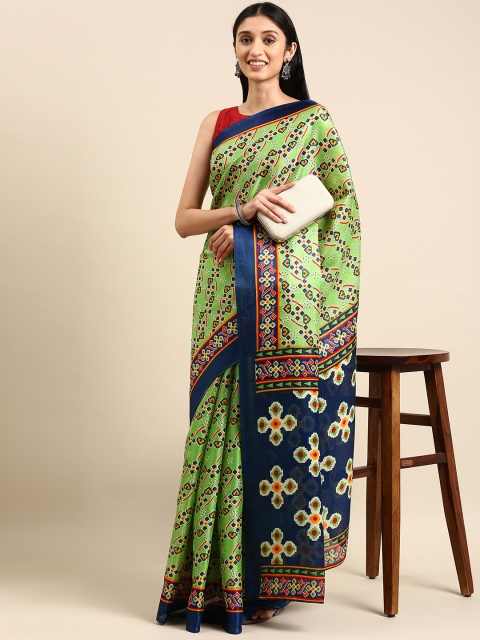 

Anouk Green Ethnic Motifs Jute Silk Bhagalpuri Saree