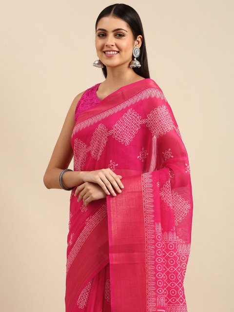

Anouk Fuchsia Printed Bhagalpuri Saree