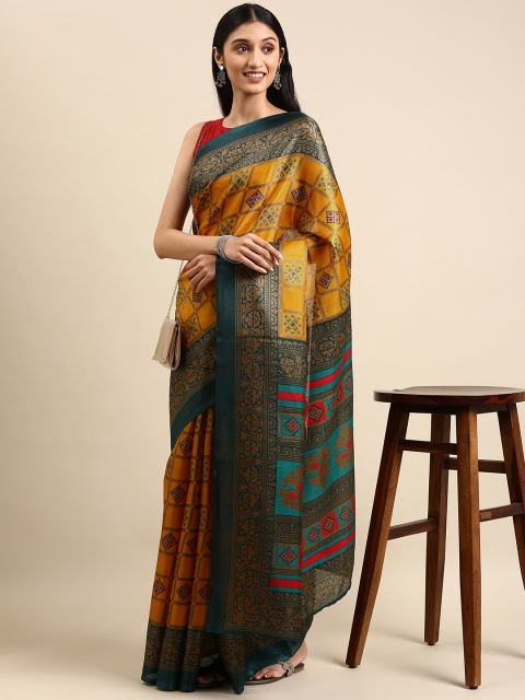 

Anouk Mustard Yellow Ethnic Motifs Jute Silk Bhagalpuri Saree