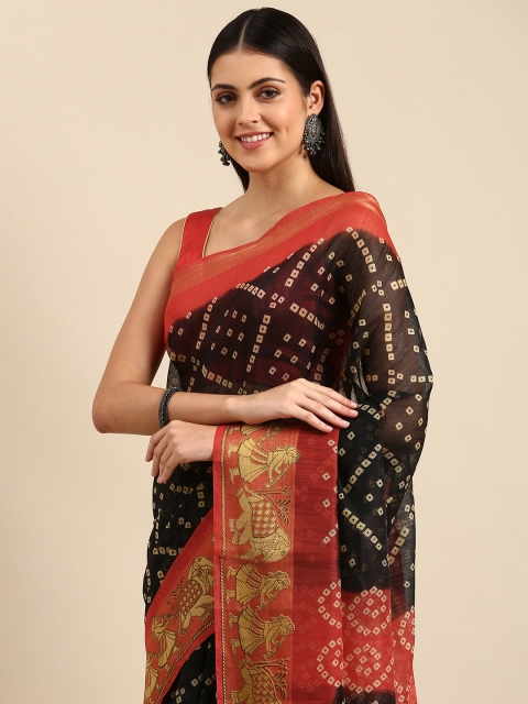 

Anouk Black Printed Bandhani Saree