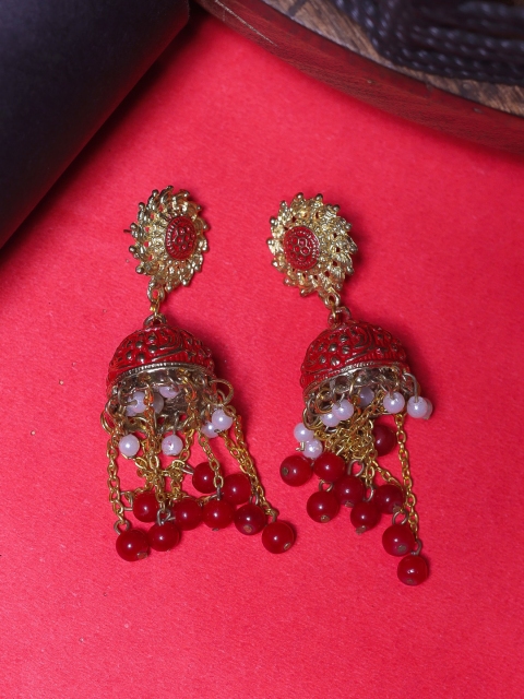 

DIVA WALK Red Contemporary Jhumkas Earrings
