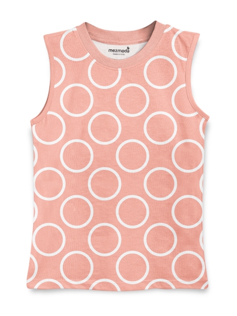 

mezmoda Girls Peach-Coloured Printed T-shirt