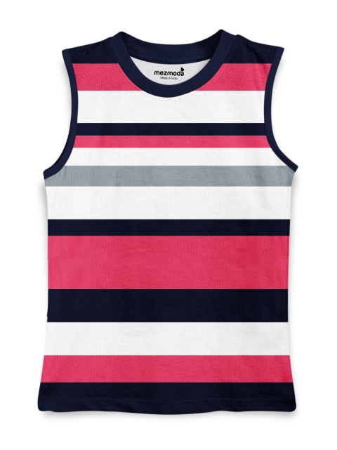 

mezmoda Girls White & Black Striped T-shirt