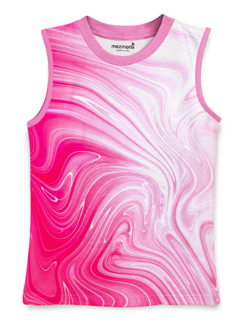 

mezmoda Girls Pink & White Printed T-shirt